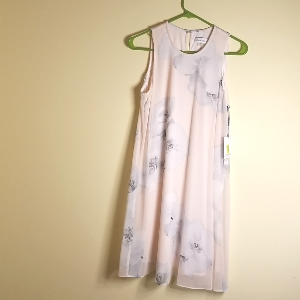 Calvin Klein (CD8H3C2R)  size 6 sleevless blush pink and gray  dress NWT